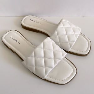 Tahiti White Quilted Sandals